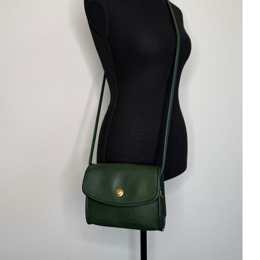 Coach Vintage Chrystie Crossbody Bottle Green Leather USA Rare 90s Bag